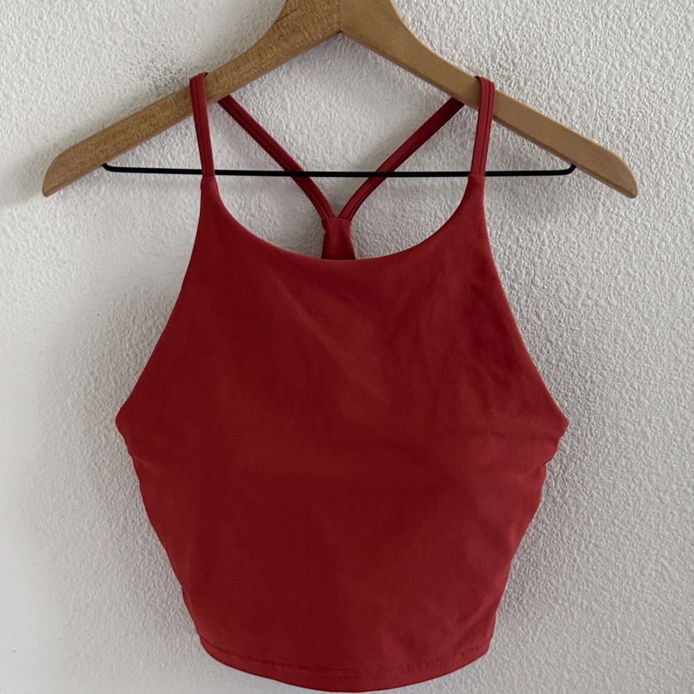 Old Navy PowerSoft Long Cherry Birch Sports Bra Light Support Large